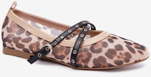 Balerinos su dirželiais ir leopardo raštu