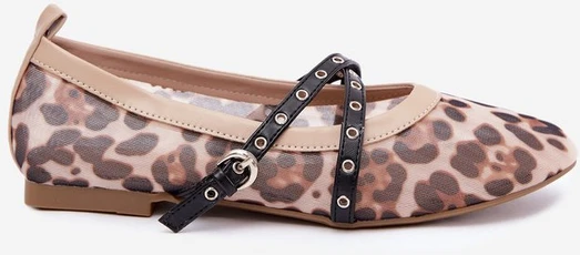 Balerinos su dirželiais ir leopardo raštu