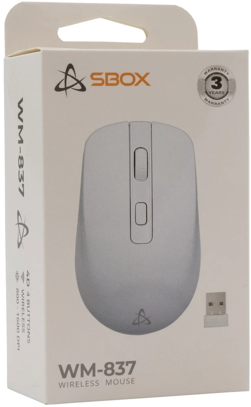 Sbox Balta belaidė optinė žaidimų pelė