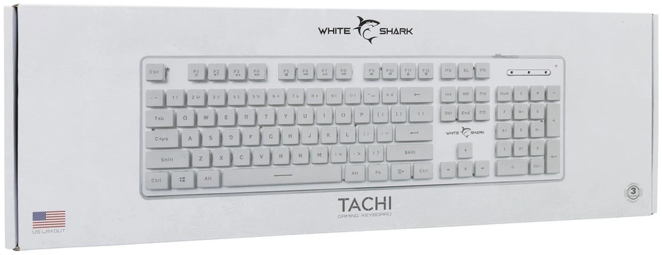 White Shark Balta žaidimų klaviatūra Baltas Shark Tachi US
