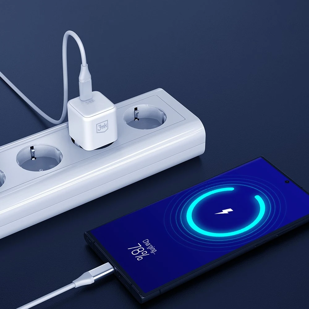 3MK Hyper Charger PD 25W laidinis įkroviklis baltos spalvos + 1x USB-C Cable