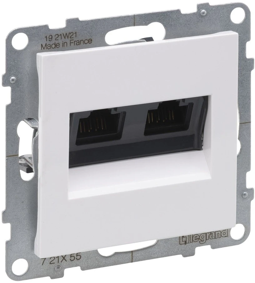 Baltas 2x RJ45 UTP 6A lizdas SUNO Legrand 721155