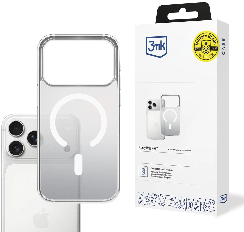 Dėklas 3MK Frosty Magdėklas skirtas Apple iPhone 17 Pro baltos spalvos