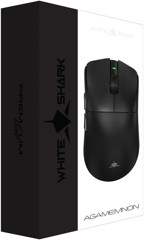White Shark Baltas Shark AGAMEMNON WGM-9012 belaidė žaidimų pelė, juoda