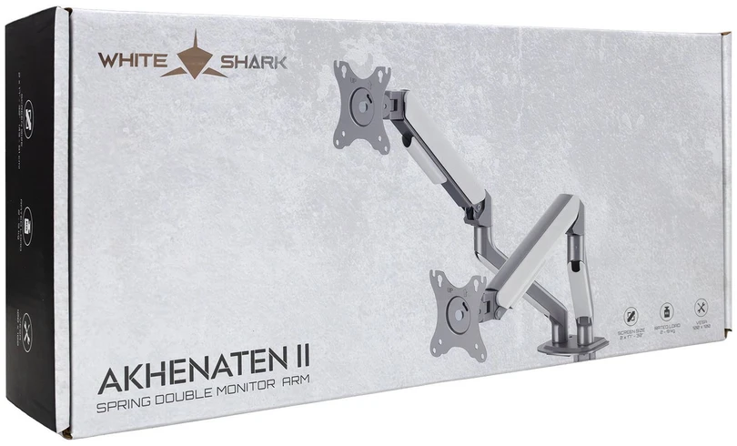 White Shark Baltas Shark AKHENATEN-II GMS-3212 monitoriaus laikiklis 2 monitoriams