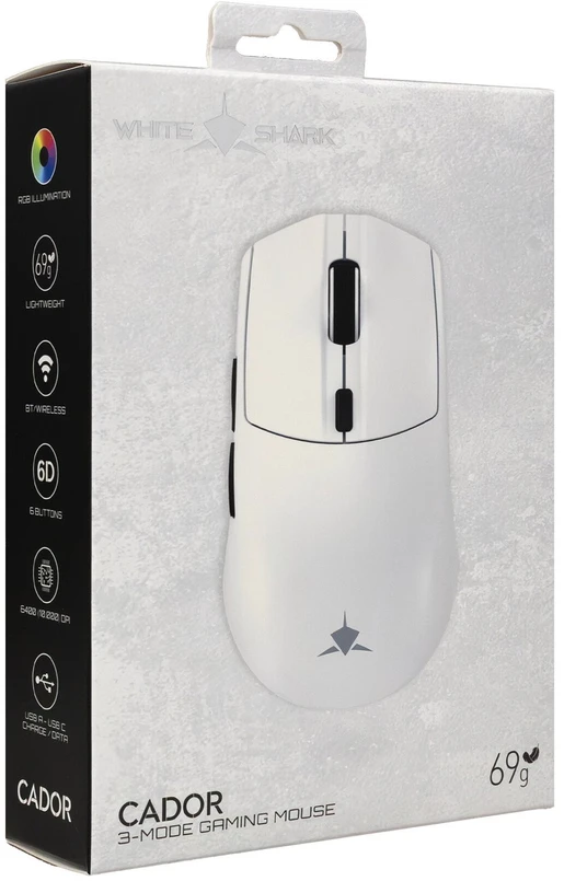 White Shark Baltas Shark CADOR WGM-5020 belaidė pelė, balta