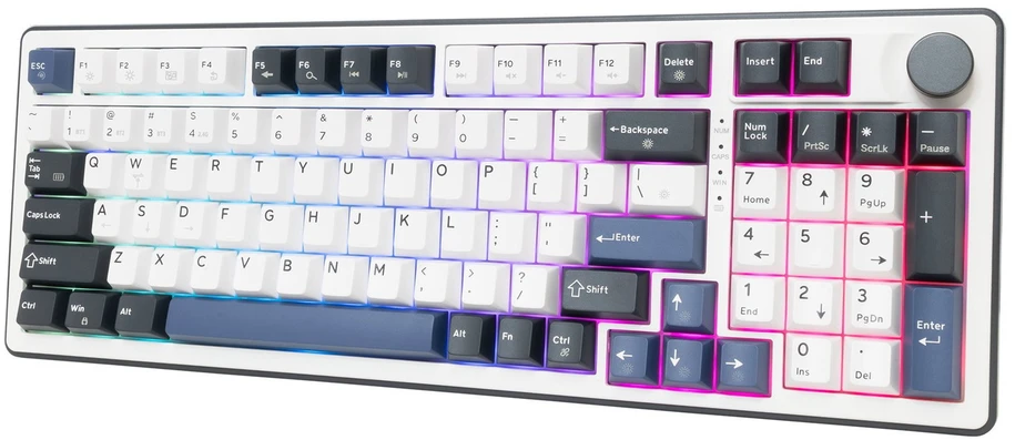 White Shark Žaidimų klaviatūra Balta Shark Excalibur balta KTT Wine Raudona RGB Hot-Swap