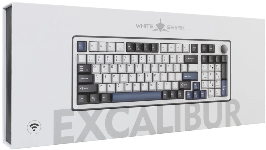 White Shark Žaidimų klaviatūra Balta Shark Excalibur balta KTT Wine Raudona RGB Hot-Swap