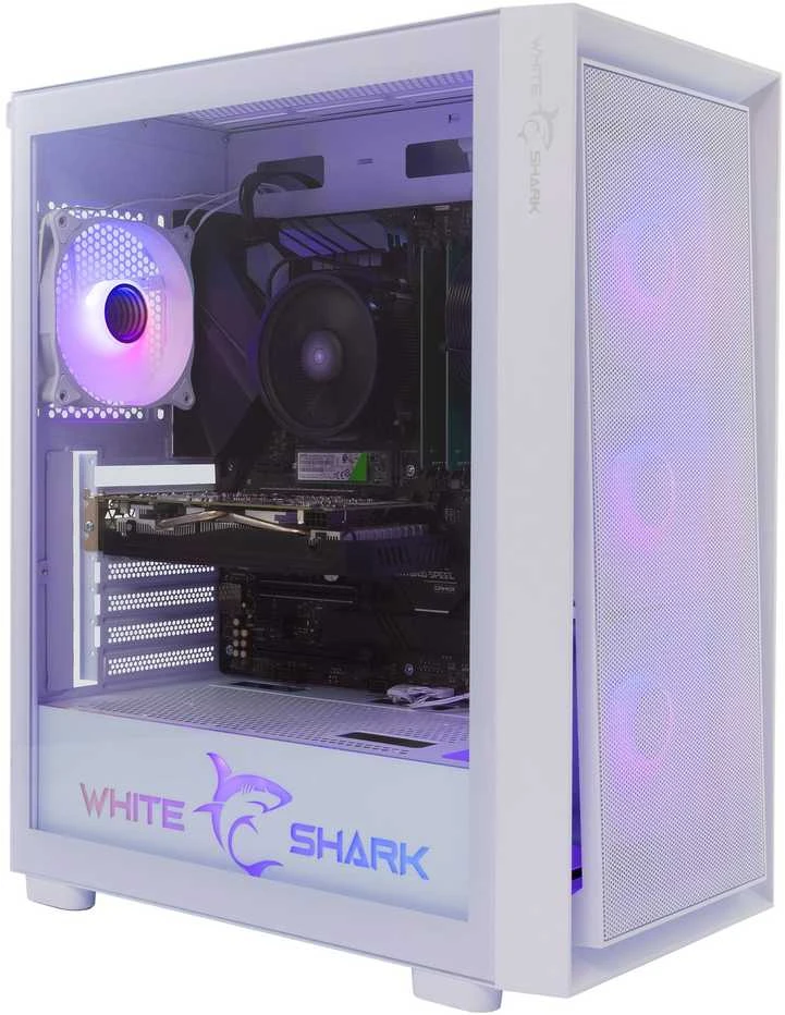 White Shark Baltas Shark GCC-2401 Warhead-3 Baltas 4 ventiliatoriai 12cm RGB