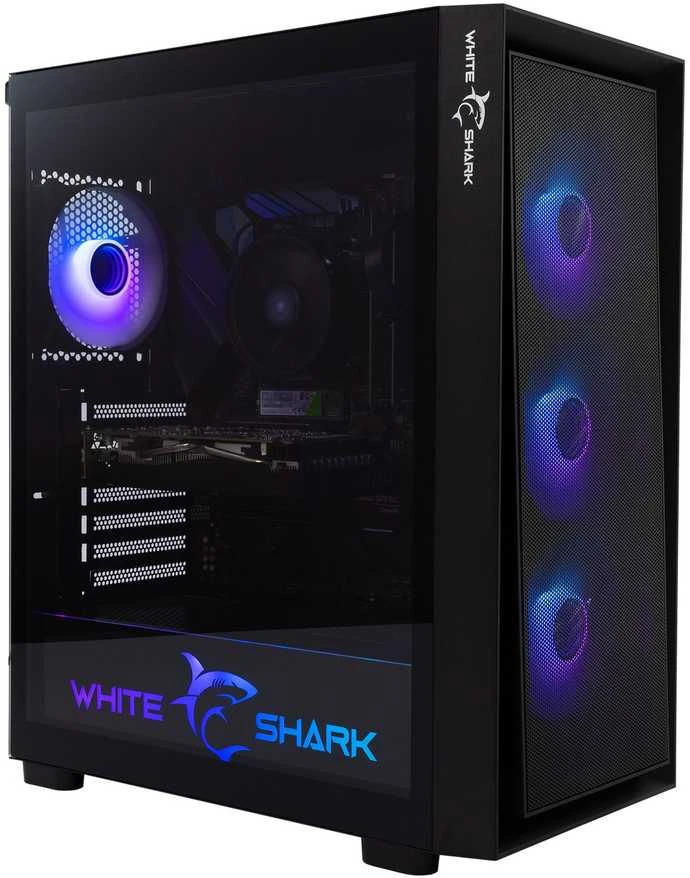 White Shark Baltas Shark GCC-2401 Warhead-3 Juodas 4 Fans 12cm RGB