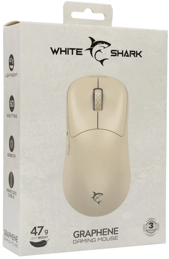White Shark Baltas Shark GRAPHENE-BE GM-5014 žaidimų pelė, smėlio spalvos