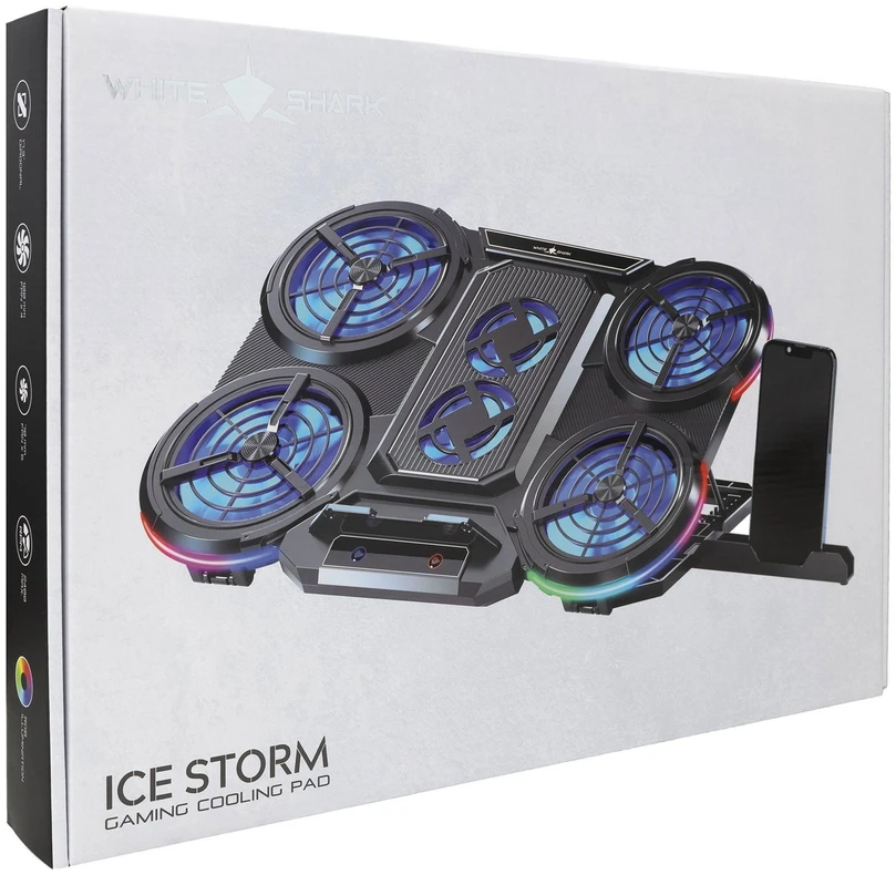 White shark Baltas Shark ICE STORM GCP-6 nešiojamojo kompiuterio aušinimo stovas