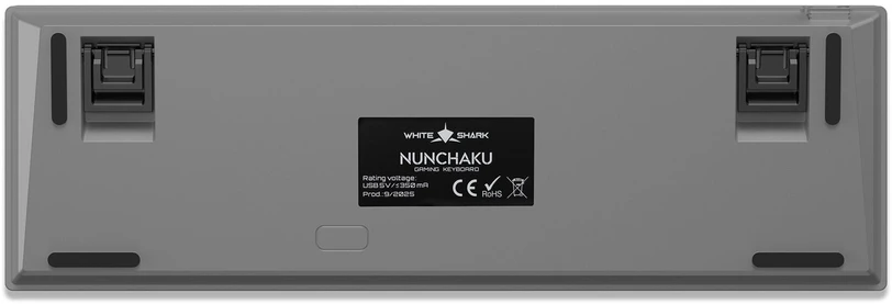 White Shark Žaidimų klaviatūra Balta Shark Nunchaku pilka Mėlyna Switch RGB Hot-Swap