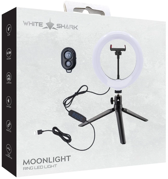 White shark Baltas Shark RL-08 MOONLIGHT-2 LED žiedinis šviestuvas, 21 cm