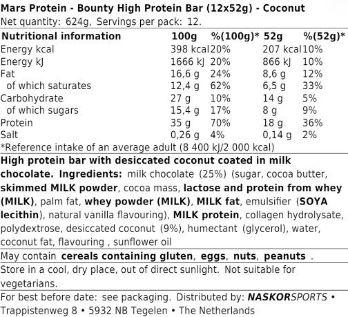 Bounty Energijos Juosta Riebalams 52g