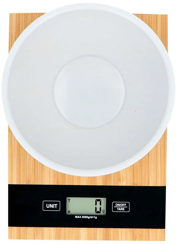 Virtuvinės svarstyklės Alpina - Cyfrowa waga kuchenna bambusowa 5kg