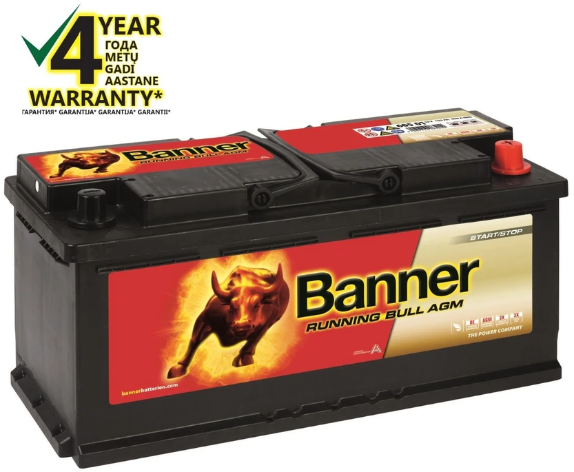 Banner AGM 105Ah 950A RUNNING BULL akumuliatorius 12V 394x175x190mm