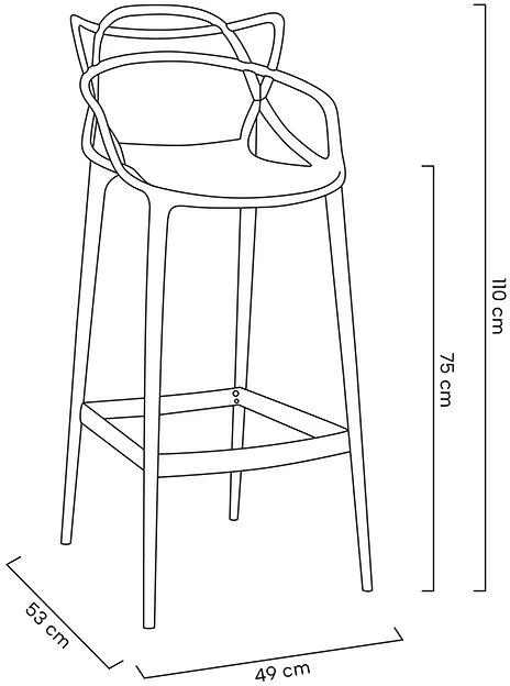 Baro kėdė HILO PREMIUM 75CM, juoda, plastikinė