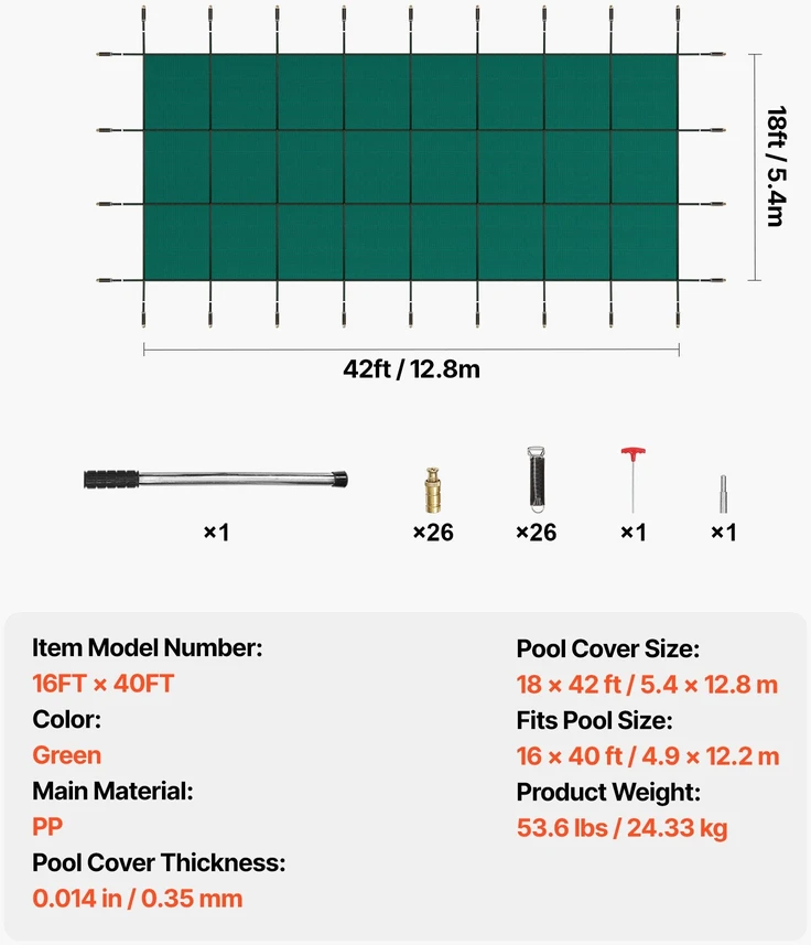 VEVOR Baseino apsauginis dangtis 5.4x12.8m