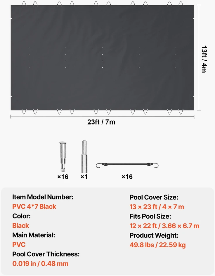 VEVOR Baseino apsauginis dangtis, 4x7 m, iš PVC