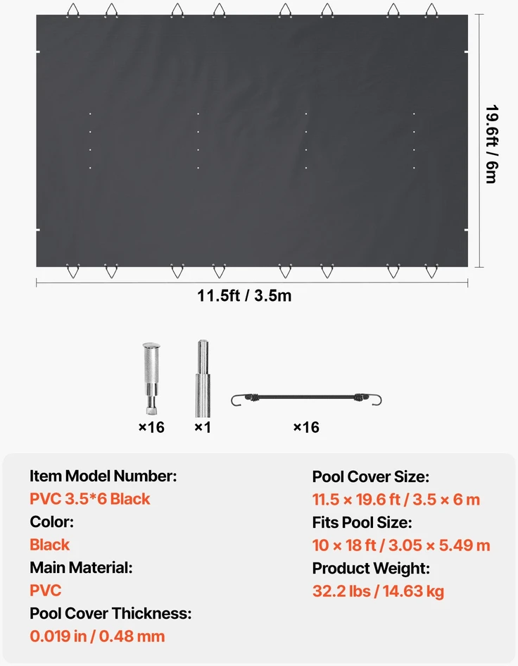 VEVOR Baseino apsauginis dangtis 11.5x19.6 ft
