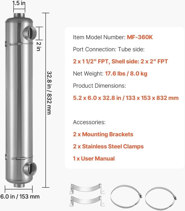 Baseino šilumokaitis VEVOR MF-360K, 360k BTU