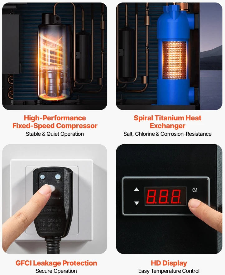 VEVOR 4920 W baseino šilumos siurblys