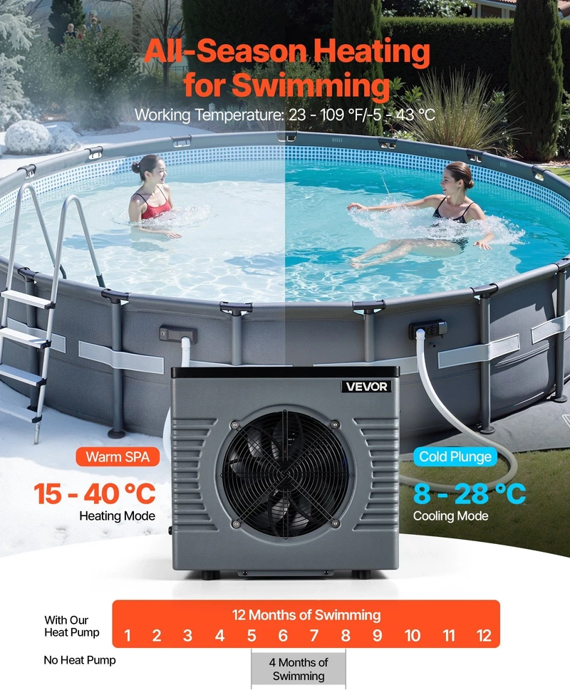 VEVOR 4920 W baseino šilumos siurblys