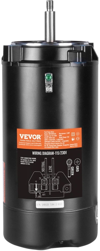 VEVOR 1,5 AG baseino siurblio variklis 115/230V
