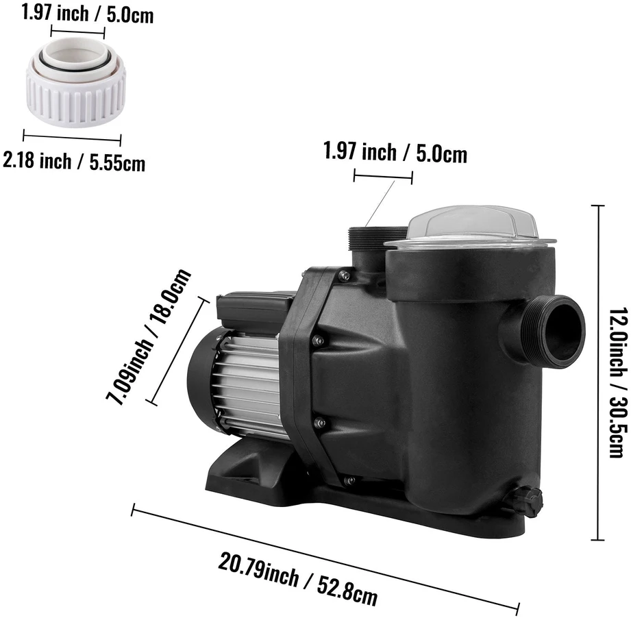 VEVOR 1 AG baseino siurblys, 19200 L/h 750W