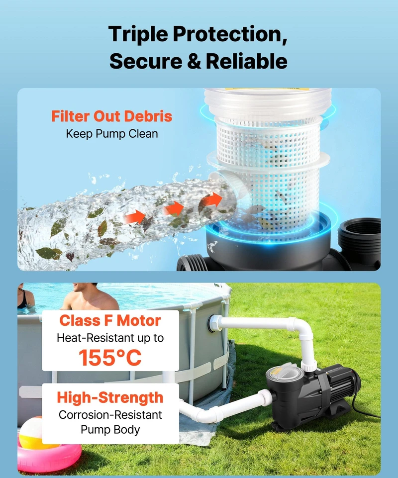 VEVOR Baseino siurblys 1300W, 28,800 L/h srautas