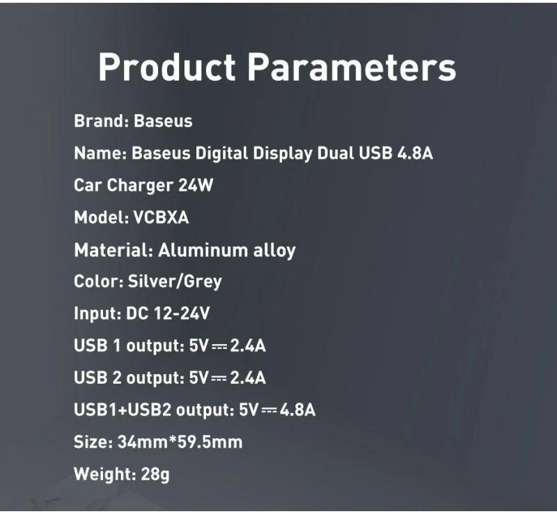 Baseus automobilinis įkroviklis 24W su 3-in-1 USB kabeliu 1.2m