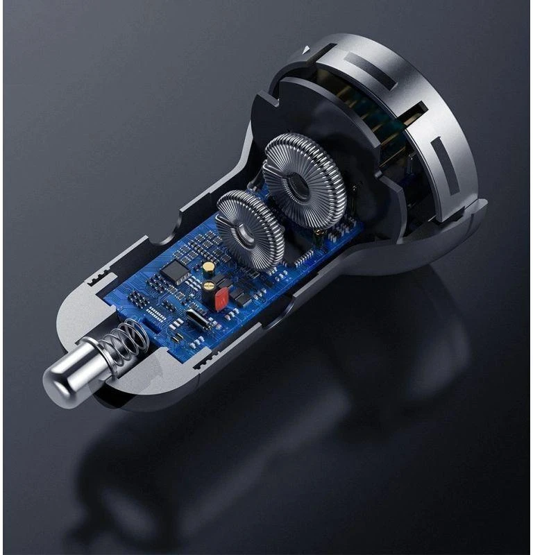 Baseus automobilinis įkroviklis 24W su 3-in-1 USB kabeliu 1.2m