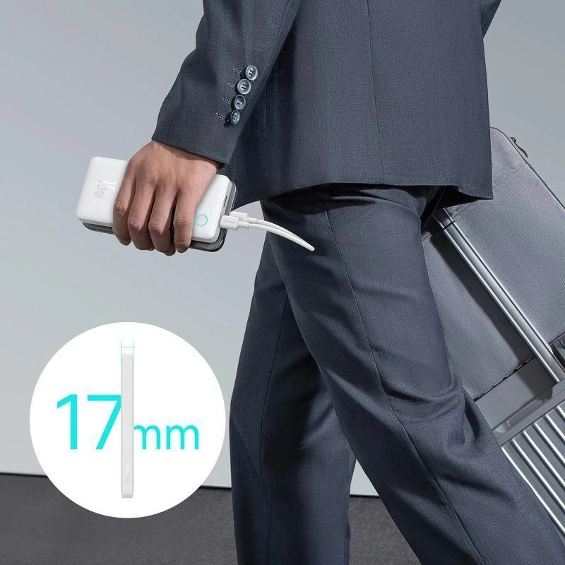 LiPo išorinis akumuliatorius (PowerBank) 10000mAh 15W USB + USB-C Airpow Lite baltas BASEUS