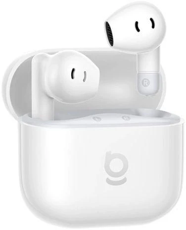Baseus Belaidės Bluetooth 6.0 ausinės Bass BS2 Lite su įkrovimo dėklu, baltos
