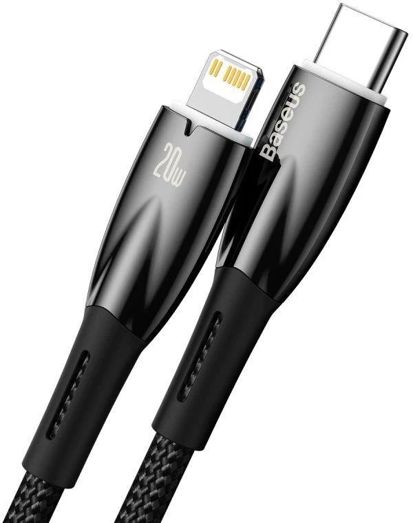 USB-C laidas, skirtas Lightning Baseus Glimmer Series, 20W, 2m (juodas)