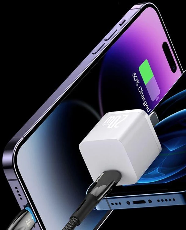 USB-C laidas, skirtas Lightning Baseus Glimmer Series, 20W, 2m (juodas)