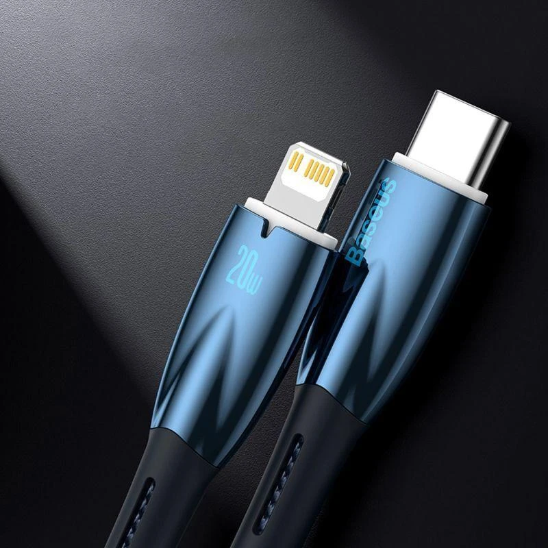 USB-C laidas, skirtas Lightning Baseus Glimmer Series, 20W, 2m (juodas)