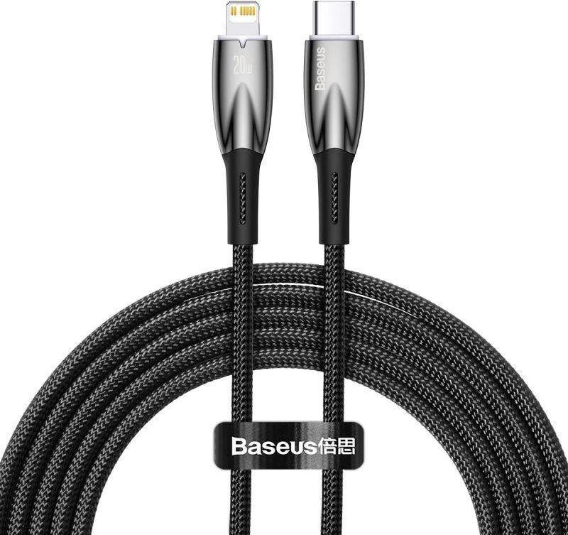 USB-C laidas, skirtas Lightning Baseus Glimmer Series, 20W, 2m (juodas)