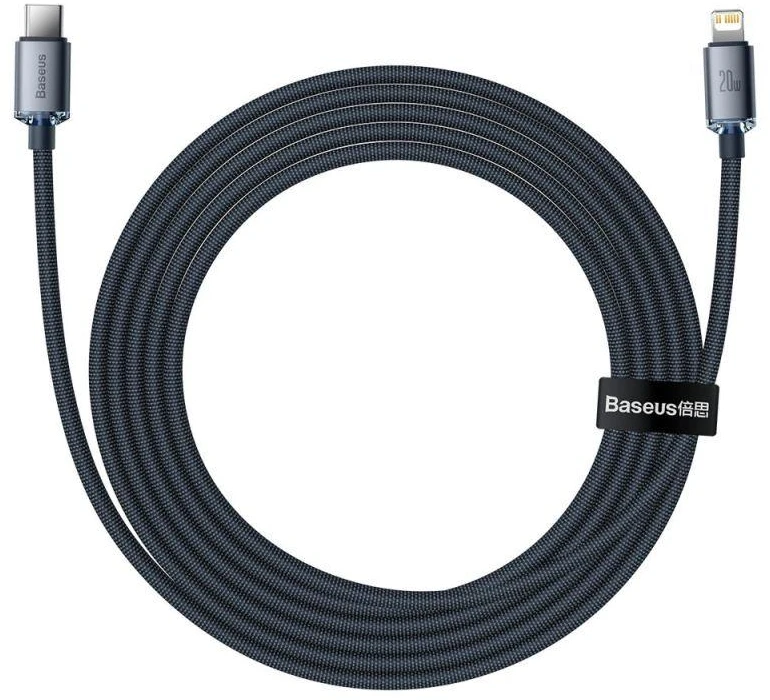 Ausinės Baseus CAJY000301 Lightning - USB-C PD QC laidas 20W 480Mb/s 2m - juodas