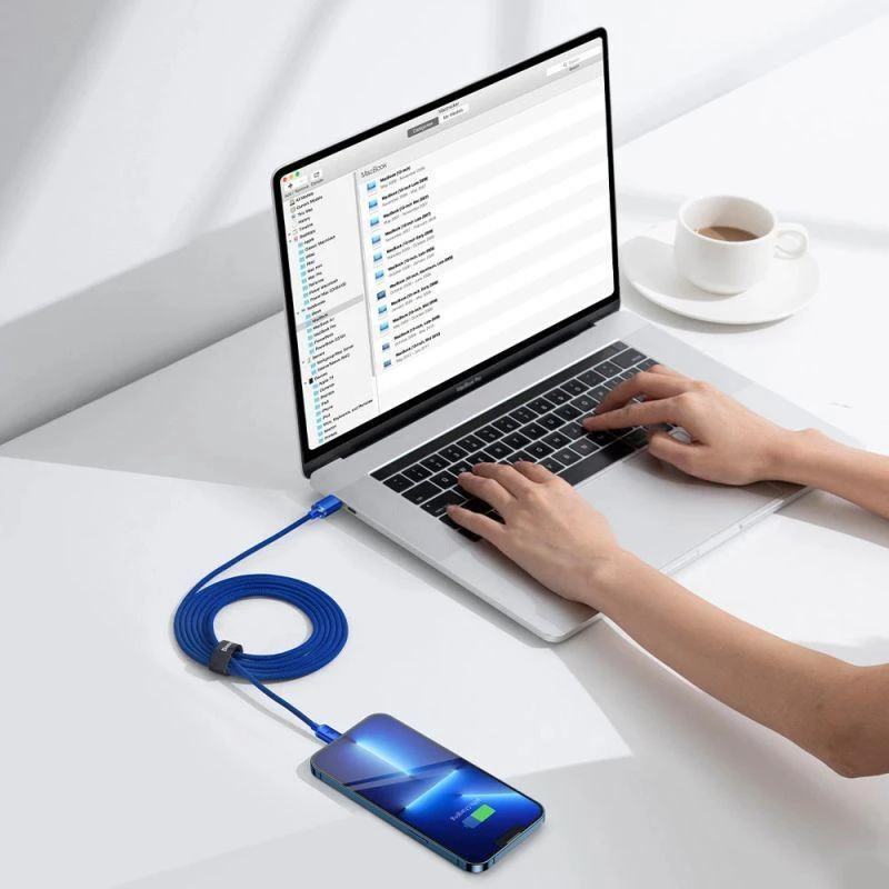 Ausinės Baseus CAJY000303 Lightning - USB-C PD laidas 20W 480Mb/s 2m - mėlynas