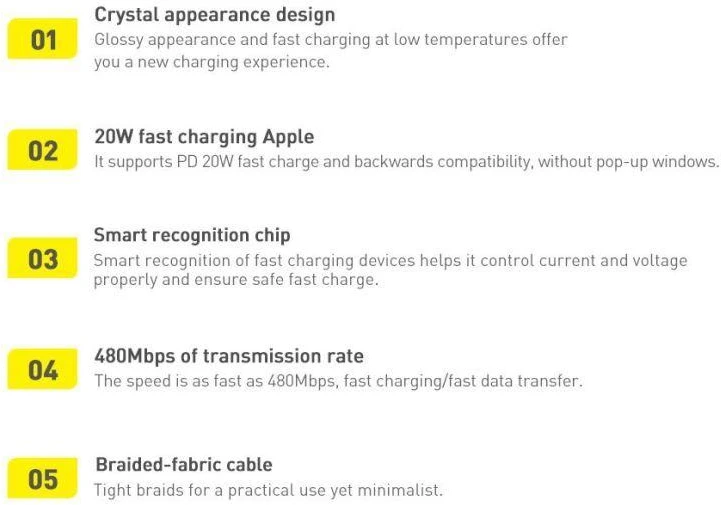 Ausinės Baseus CAJY000303 Lightning - USB-C PD laidas 20W 480Mb/s 2m - mėlynas