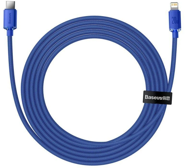 Ausinės Baseus CAJY000303 Lightning - USB-C PD laidas 20W 480Mb/s 2m - mėlynas
