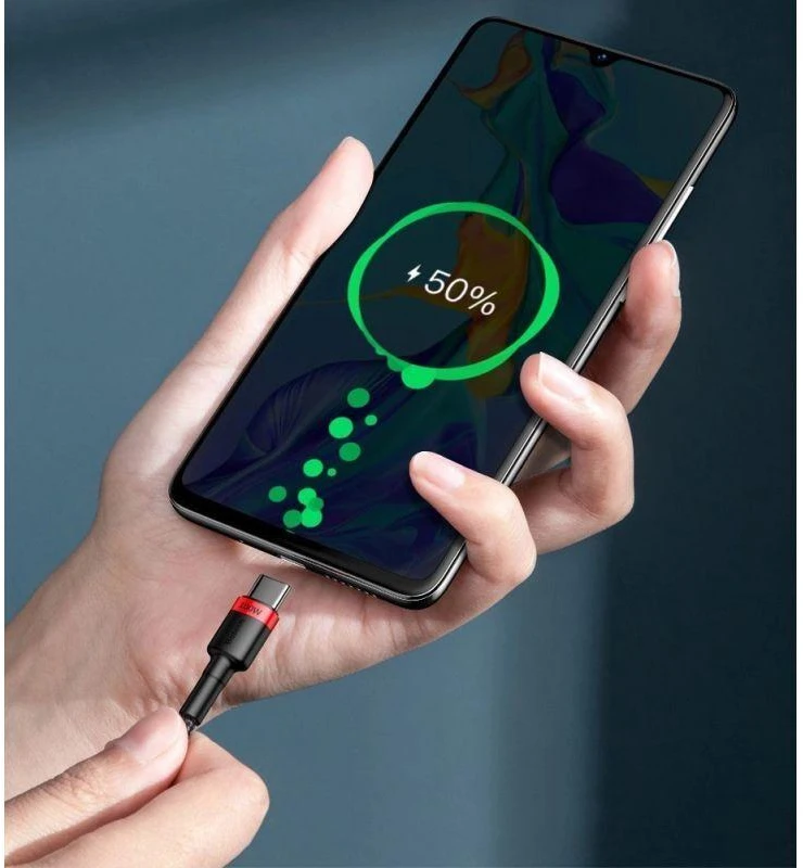 Baseus Cafule PD2.0 100W blykstė įkrovimo USB-C kabelis 20V 5A 2m - Raudonas / Juodas