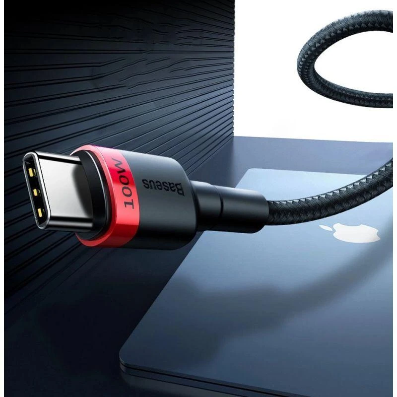 Baseus Cafule PD2.0 100W blykstė įkrovimo USB-C kabelis 20V 5A 2m - Raudonas / Juodas