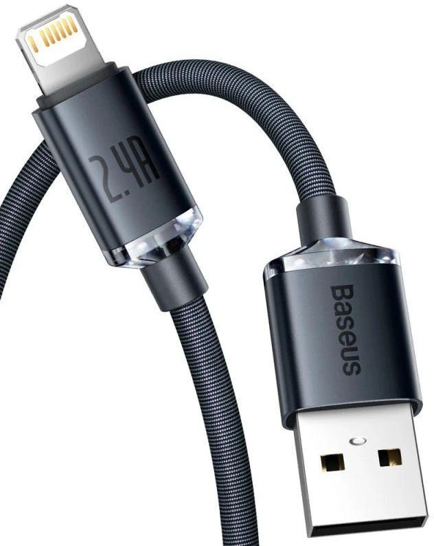 Baseus Crystal Shine kabelis USB į Lightning, 2.4A, 2m juodos spalvos