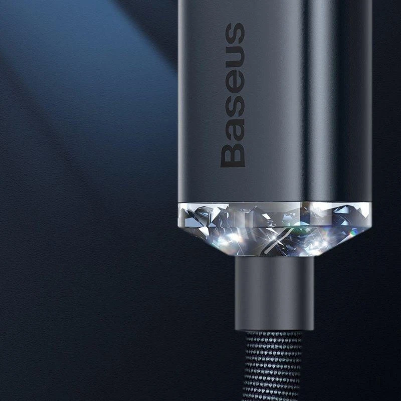 Ausinės Baseus Crystal Shine serijos USB laidas greitam įkrovimui ir duomenų perdavimui, USB A tipo - Lightning, 2.4A, 1.2m, violetinis (CAJY000005)