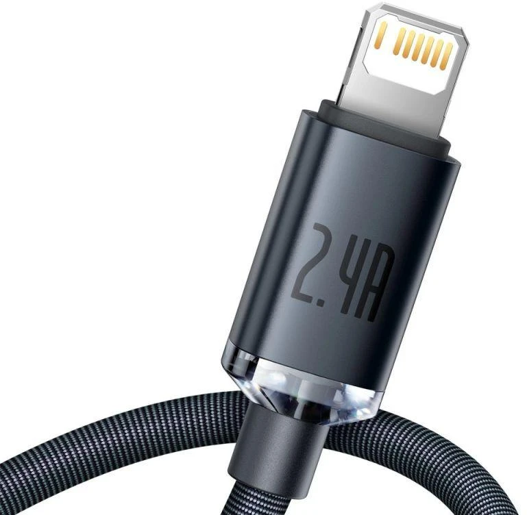 Baseus Crystal Shine kabelis USB į Lightning, 2.4A, 2m juodos spalvos