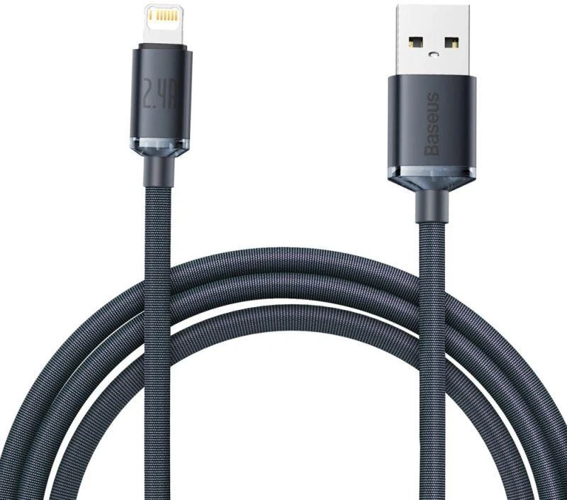 Baseus Crystal Shine kabelis USB į Lightning, 2.4A, 2m juodos spalvos
