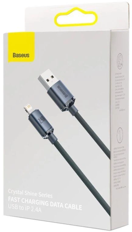 Baseus Crystal Shine kabelis USB į Lightning, 2.4A, 2m juodos spalvos